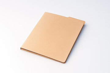 Recycled natural fiber document folder mockup on matte white studio background