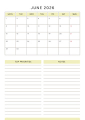 Minimalist Monthly Planner 2026