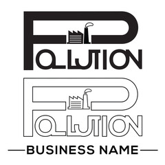 Factory smoke industrial pollution logo vector