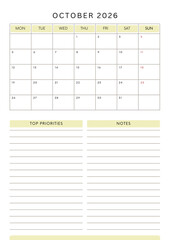 Minimalist Monthly Planner 2026