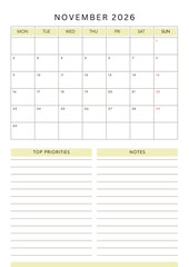 Minimalist Monthly Planner 2026
