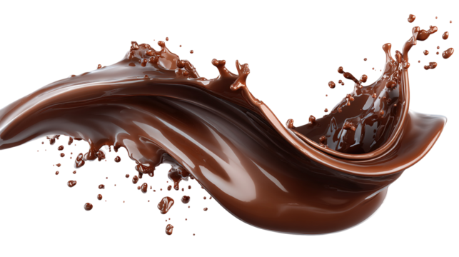 Milk chocolate pieces falling isolated on a white background