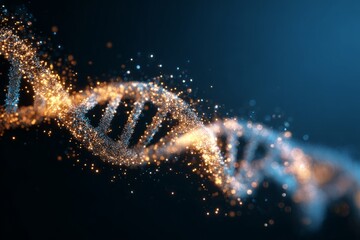 Glowing DNA Double Helix Structure with Particle Effects