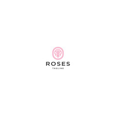 Rose logo design template flat vector