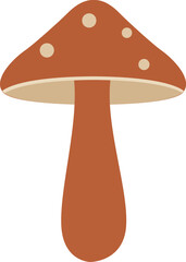 Illustration of a Brown Mushroom with White Spots