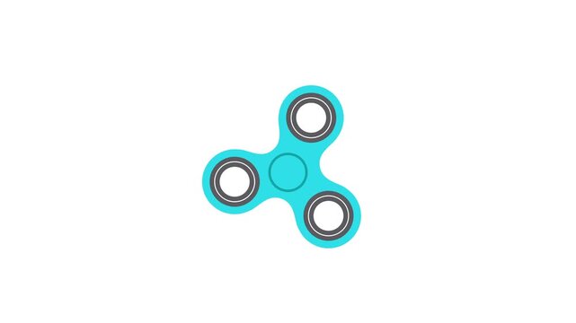 Fidget spinner rotation animation on clean white 4k background