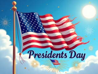 American flag waving proudly on presidents day celebration