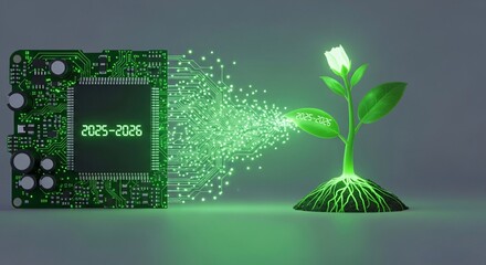 Eco Financial Circuit Illustration, Green Investment Concept Vector, Professional Stock Image