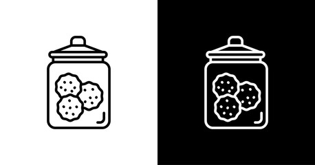 Cookie Jar White Icon Set Design