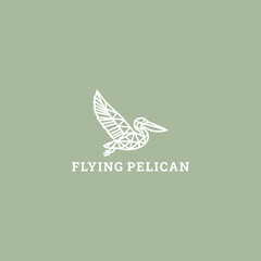 Fototapeta premium Flying pelican logo style icon design template vector illustration
