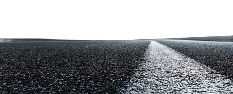 Monochrome Pavement with White Lane Marking Under Transparent Background in a Studio Shot, PNG - Powered by Adobe
