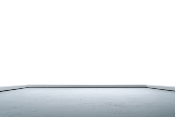 Empty concrete floor with white border against black background image, Png, Isolated on Transparent Background, Cut Out