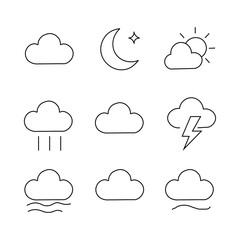Weather Icon Grid  Minimalist Line Art Set