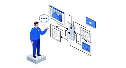 Customer Service Representative Explaining Data Flow Diagram.