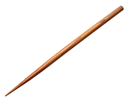 Wooden stick or wand with smooth, brown texture, angled on a black background, creating a simple, clean aesthetic
