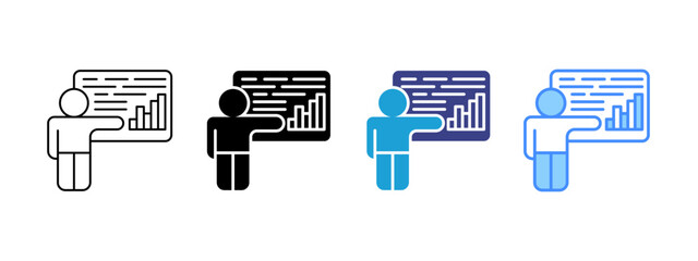 Fototapeta premium Presenter icon set multiple style collection