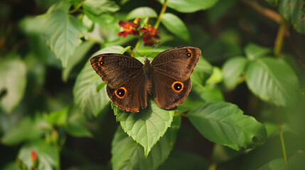 Obraz premium Butterfly perched on green leaves