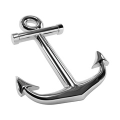 Shiny Silver Anchor Isolated on Black Background, Nautical Symbol of Hope and Stability isolate on transparent background PNG
