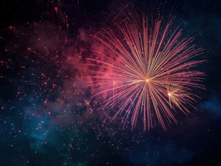 Fototapeta premium Spectacular vibrant fireworks explode across the night sky celebrating a new year or special event