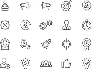 Fototapeta premium Collection of creative line icons for web and digital technology applications in minimalist outline style