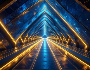 Futuristic corridor with glowing accents and perspective effect