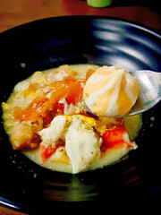 Traditional Homemade Spicy Seblak Pedas Served in a Ceramic Bowl for a Warm Meal