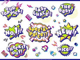 Retro Pop Comic Speech Bubbles Set_Neon Color Explosive Design_For Sales Promotion & Social Media