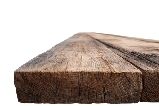 Rustic wooden plank surface with visible grain and texture on black image, Png, Isolated on Transparent Background, Cut Out