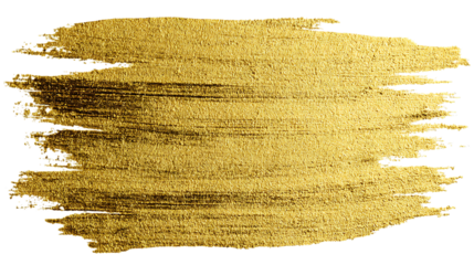 A golden brush stroke isolated on transparent background.