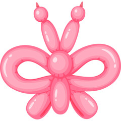 Pink balloon butterfly decoration against a white background seamless pattern graphic design