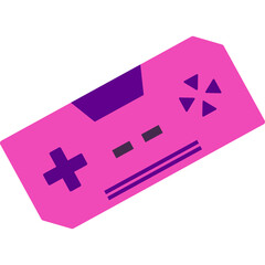 Pink and Purple Video Game Controller with D-Pad and Buttons on a Transparent Background