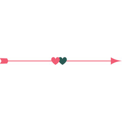Pink and Teal Heart Arrow Divider with Transparent Background