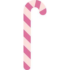 Pink And White Striped Candy Cane On A Transparent Background With A Curved Top Simple Festive And Sweet Treat Icon Representing Christmas And Holidays