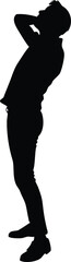 Silhouette of Man Leaning Back Holding Head in Frustration or Despair, Emotional Stress Concept