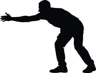 Silhouette of Man Reaching Forward in Dynamic Pose, Isolated Human Figure Illustration for Motion and Action Concepts