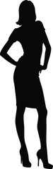 Silhouette of Confident Woman in High Heels and Fashionable Dress