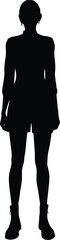 Full Body Vector Silhouette of Standing Woman in Jacket and Boots