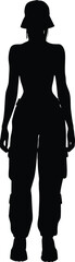 Black Silhouette of Casual Person in Hat and Loose Clothing Vector Graphic