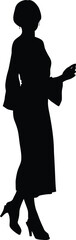 Elegant Woman Silhouette in Stylish Dress and High Heels Vector