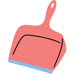 Pink Dustpan With Light Blue Trim And Black Handle Accent For Cleaning Tasks On A Transparent Background
