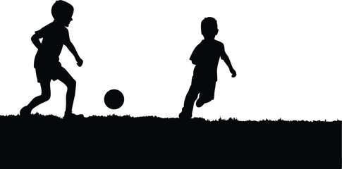 Silhouette of Two Boys Playing Soccer Together 1 © Kafi