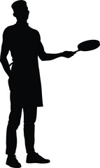 Silhouette of professional chef holding frying pan, culinary arts and cooking concept vector