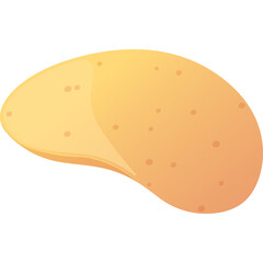 Crispy Golden Potato Chip with Speckled Texture and Subtle Shadow on White Background