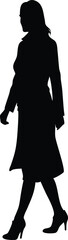 Silhouette of Woman in Coat and High Heels Walking with Confidence