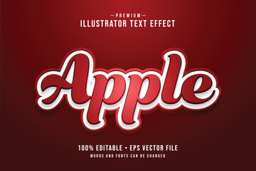 Editable Apple Text Effect Vector – Bold Cursive Typography with Red Gradient for Illustrator Design Projects
