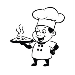 Chef flat icon for pizza restaurant menu and delivery apps.