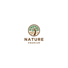 Nature tree logo design vector icon flat illustration