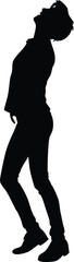 Silhouette of Woman Leaning Back Screaming or Expressing Emotional Distress, Dramatic Pose Illustration