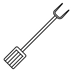 Pitchfork hay fork line art vector icon tool agriculture