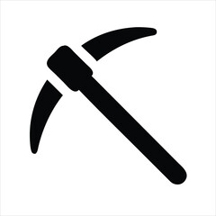 Pickaxe digging tool flat vector icon minimal white background